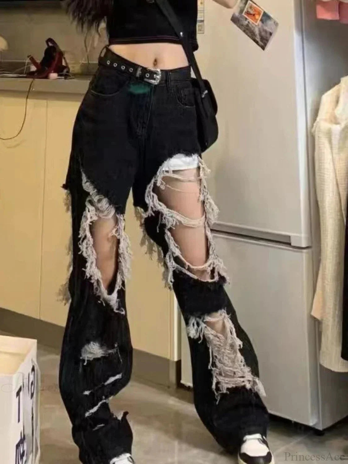 Tattered Medieval Straight Denim Pant