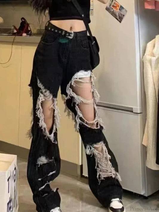 Tattered Medieval Straight Denim Pant