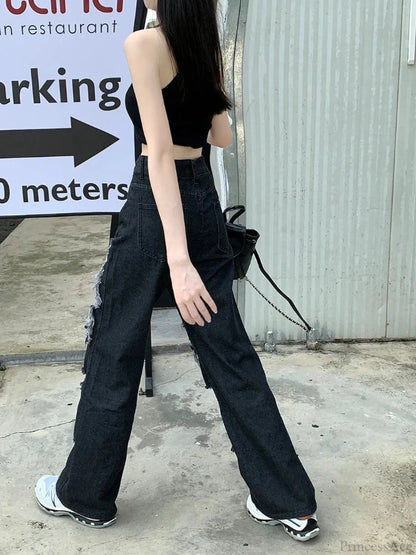 Tattered Medieval Straight Denim Pant