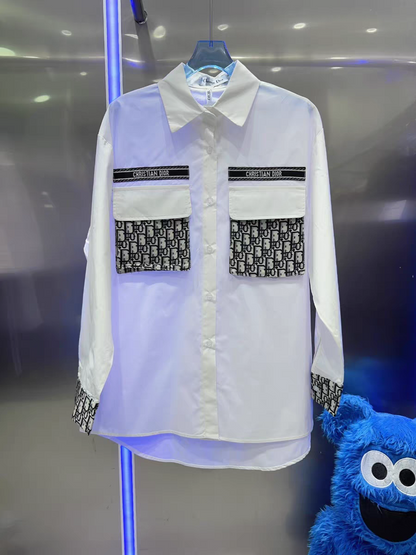 CD White  Print Oversized Fit Shirt