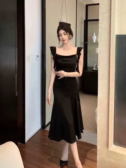 Frill Strap Mermad Maxi Dress