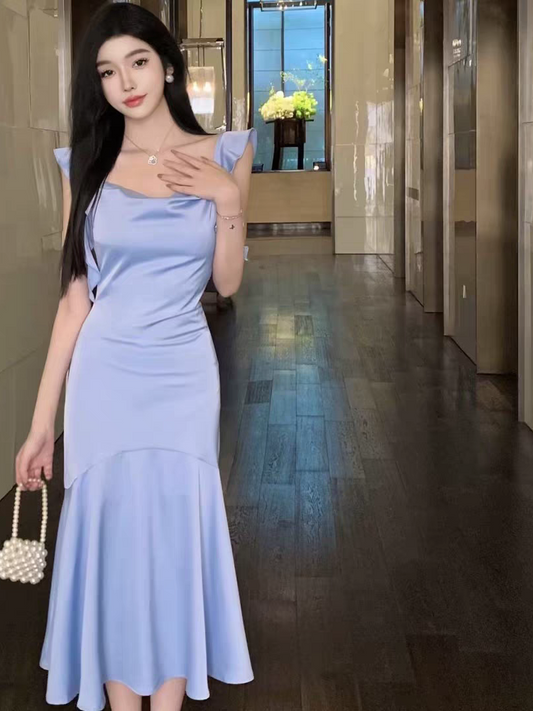 Frill Strap Mermad Maxi Dress