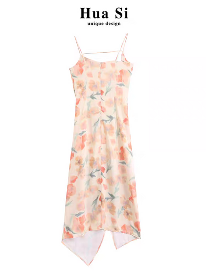 Floral Print Ruched Midi Dress