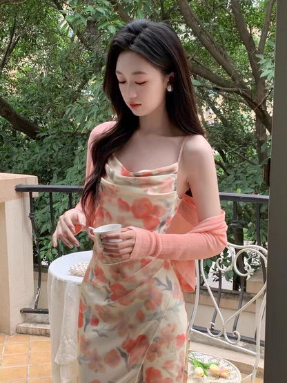 Floral Print Ruched Midi Dress