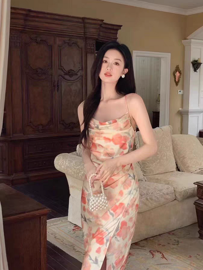 Floral Print Ruched Midi Dress