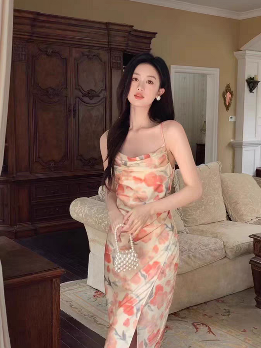 Floral Print Ruched Midi Dress