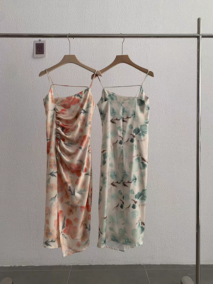 Floral Print Ruched Midi Dress