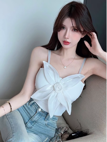 3D Flower Applique Brallete Top