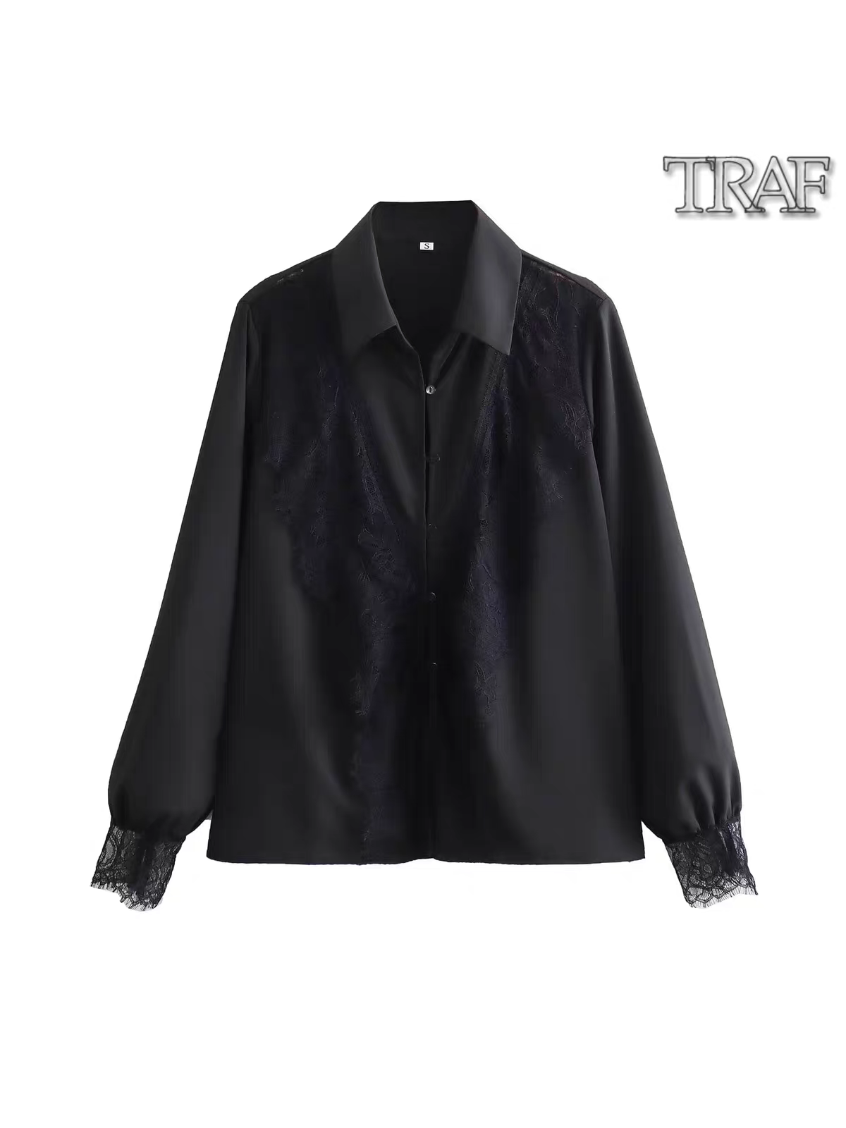 Black Shirt with Lace Patch