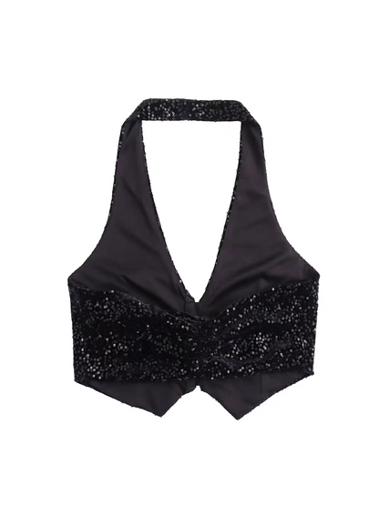 Sequins Waist Coat Top & Pants Coord Set