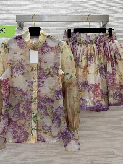 Multicolour Printed Shirt & Skirt Coord Set