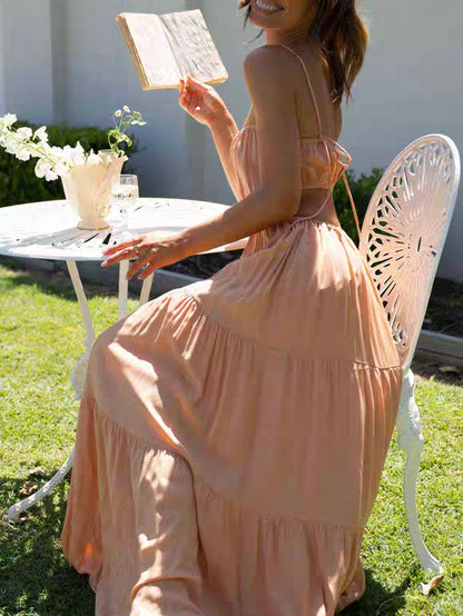 Spaghetti Strap Cutout Maxi Dress