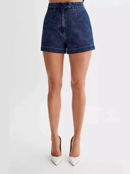 Denim Long Vest & Shorts Coord Set