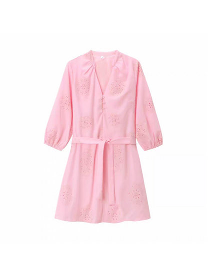 Chikan V Neck Short Dress