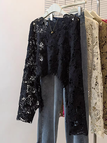 Butterfly Hollow CutOut Tassel Crochet Top