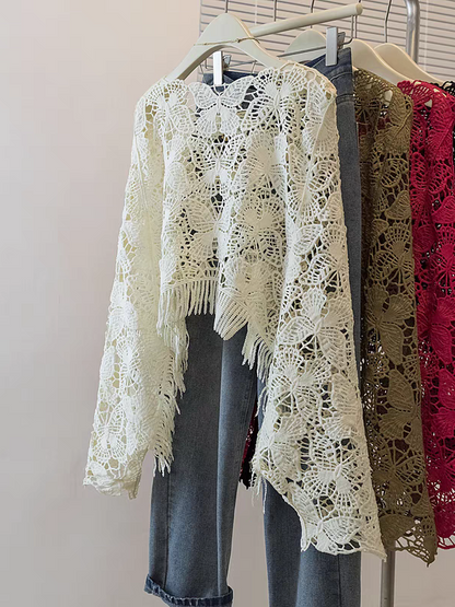 Butterfly Hollow CutOut Tassel Crochet Top