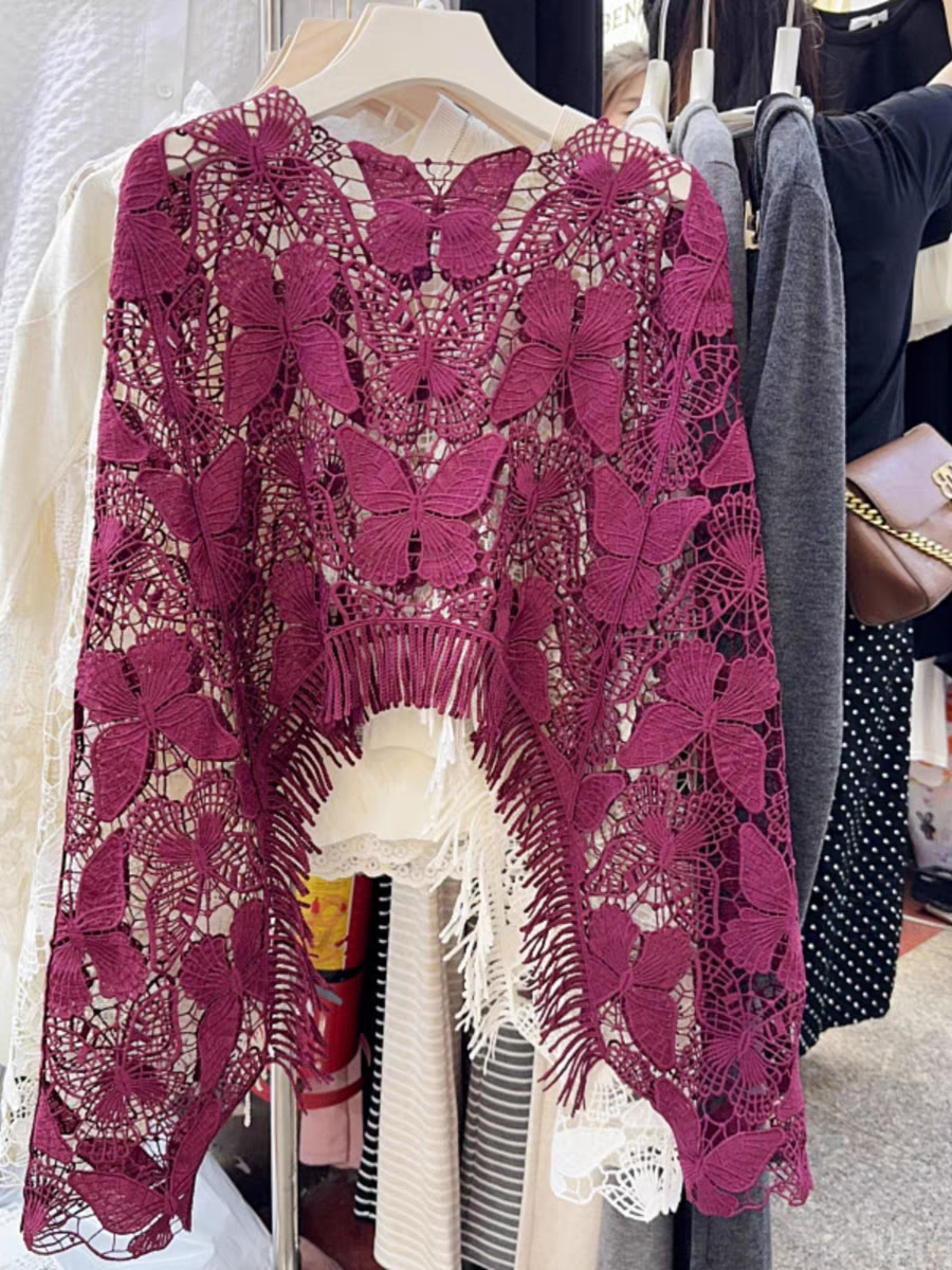 Butterfly Hollow CutOut Tassel Crochet Top