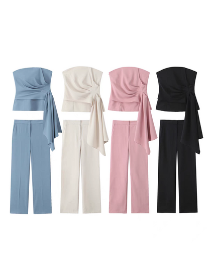 Nona Asymmetric Tube Top & Pant Coord Set