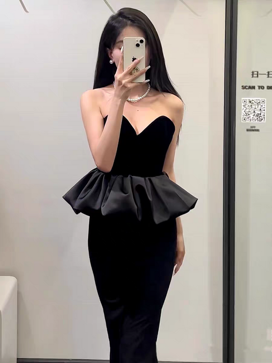 Black Velvet Balloon Tube Top