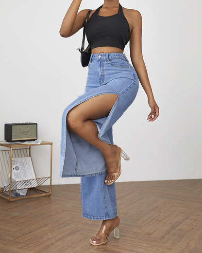 High Waist Ripped Loose Jeans