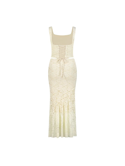 Lace Tied Back Corset Top & Skirt Coord Set