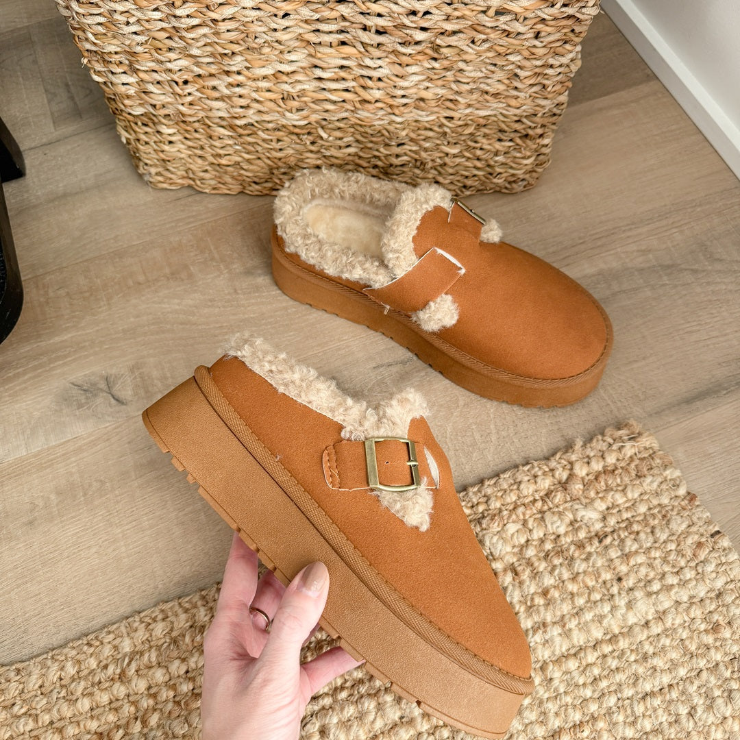 Buckle Platform Slippers