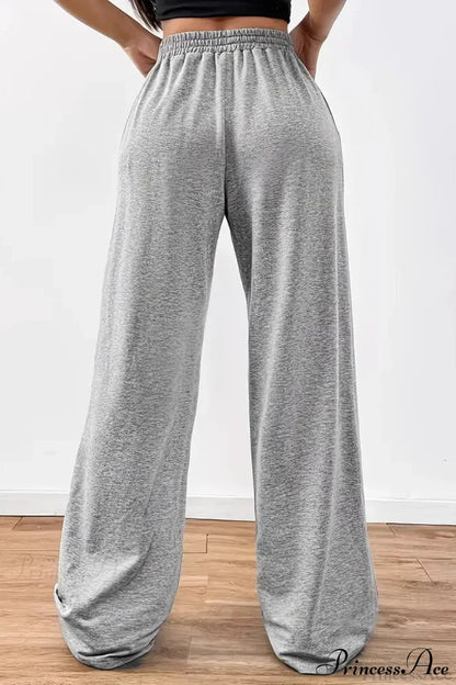 Tire Track Print Drawstring Loose Wide-Leg Pants