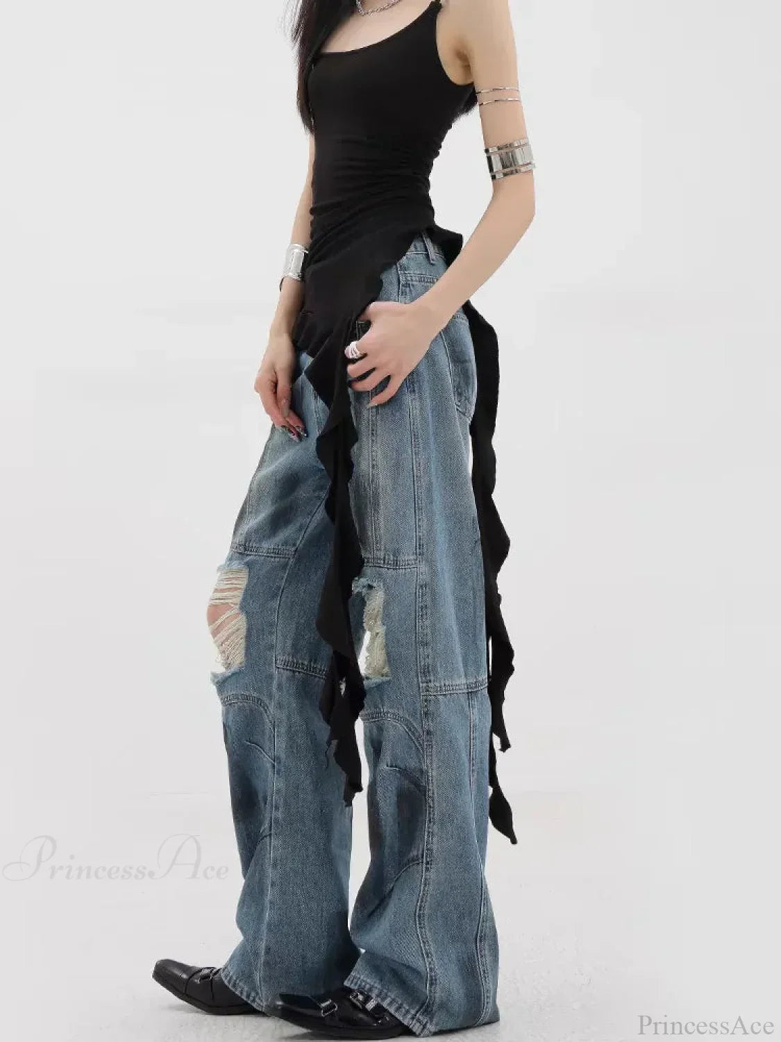 Torn Azure Gothic Baggy Harajuku Pant