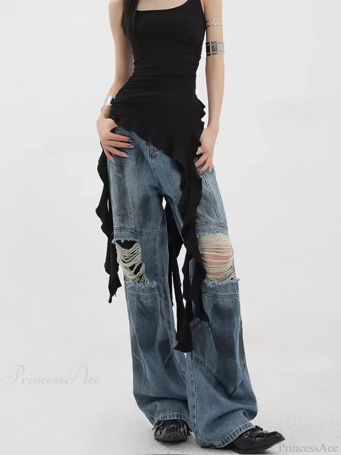 Torn Azure Gothic Baggy Harajuku Pant