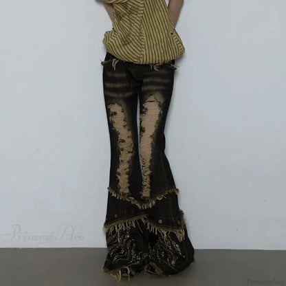 Torn Medieval Dark Fringe Pant