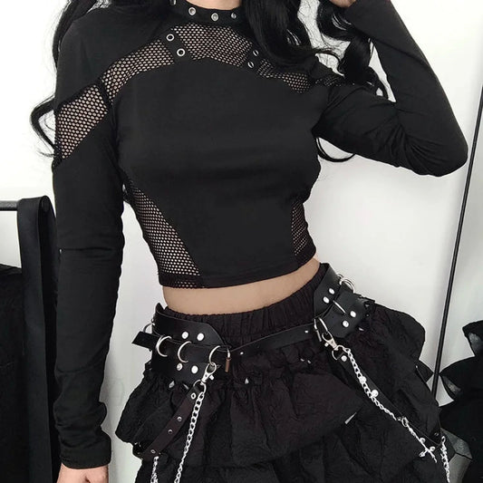 Transparent Mesh Knitted Top