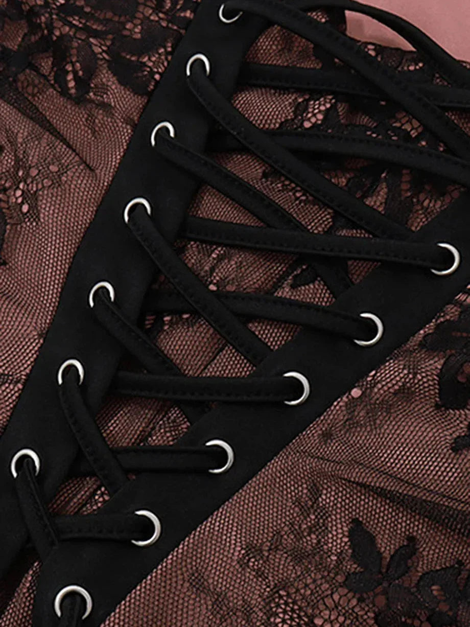 Mesh Lace Spaghetti Strap Maxi Dress With Shrug