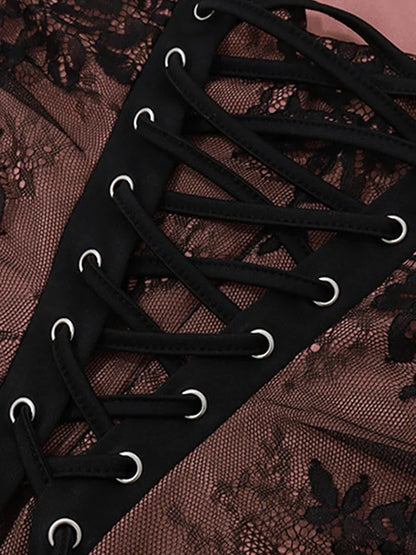 Mesh Lace Spaghetti Strap Maxi Dress With Shrug