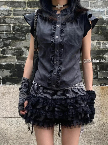 Trim Puffy Frilly Skirt