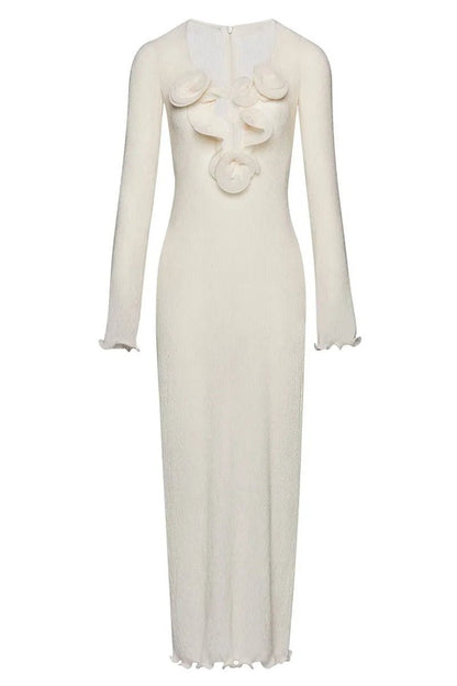 Trista Floral V-Neck Polyester Maxi Slit Dress