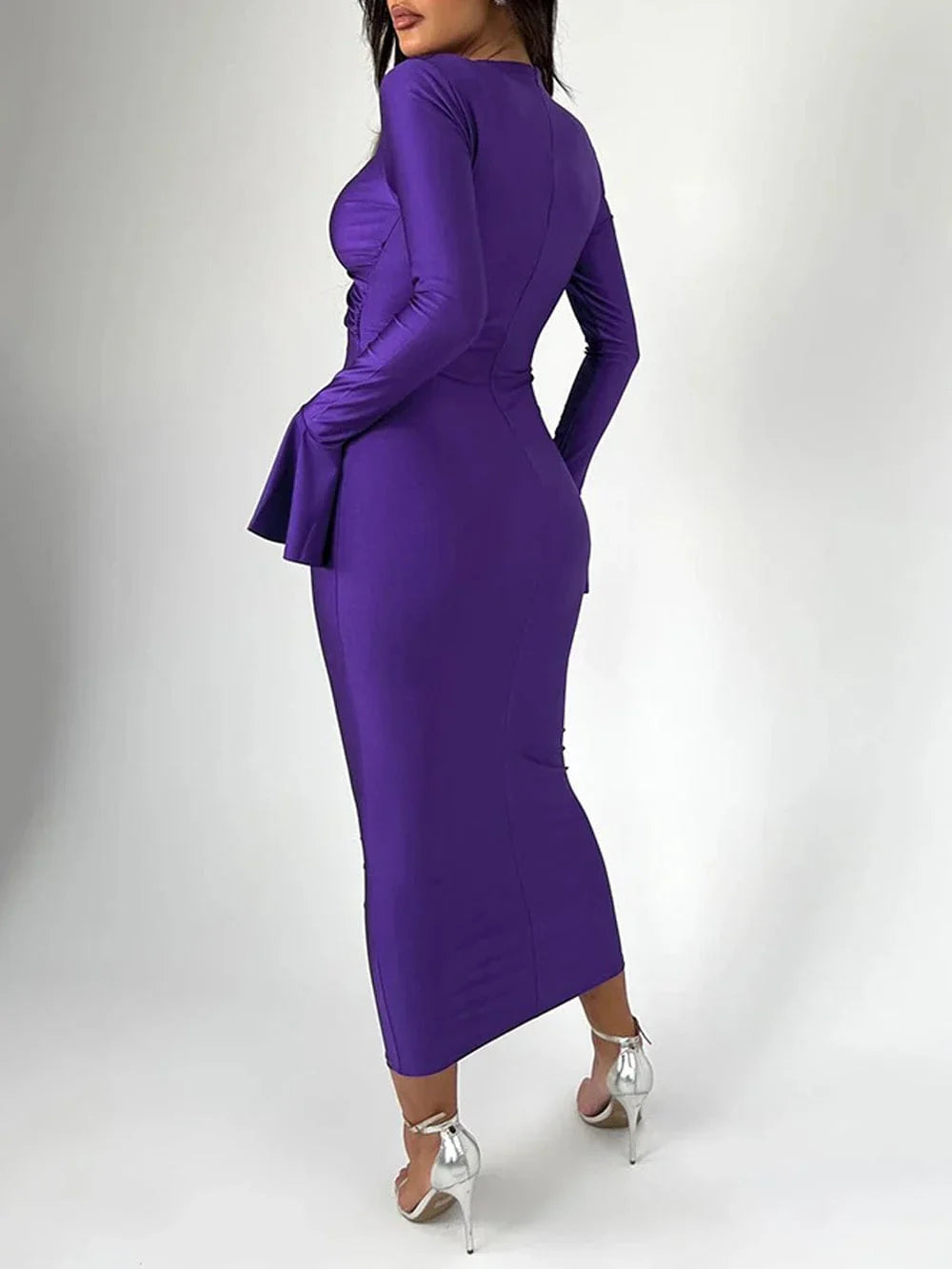 V Neck Bell Sleeve Dress Elegant Fishtail Dress
