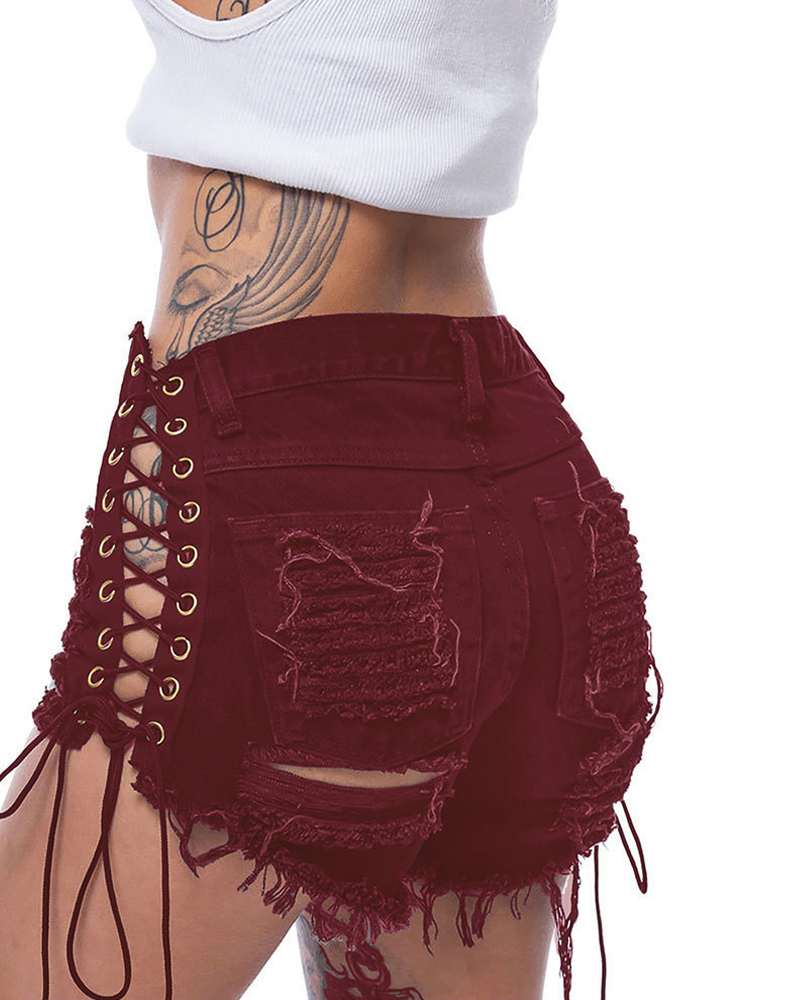 Ripped Denim Shorts