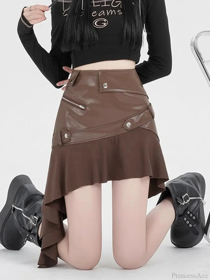 Unpredictable Synthetic Leather Frill Skirt
