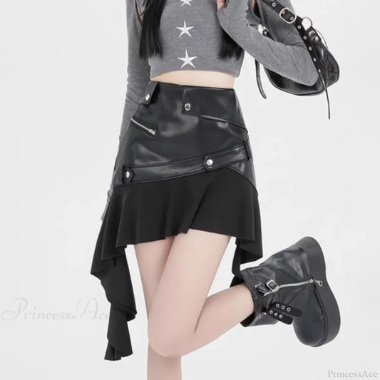 Unpredictable Synthetic Leather Frill Skirt
