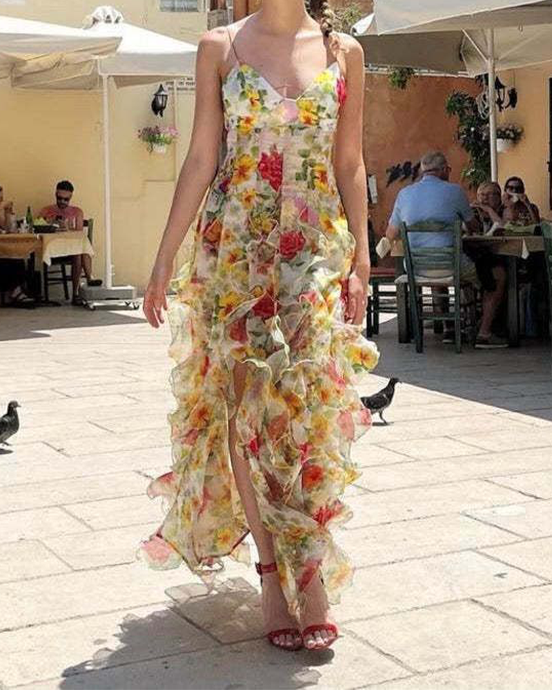 Printed Ruffle Dress