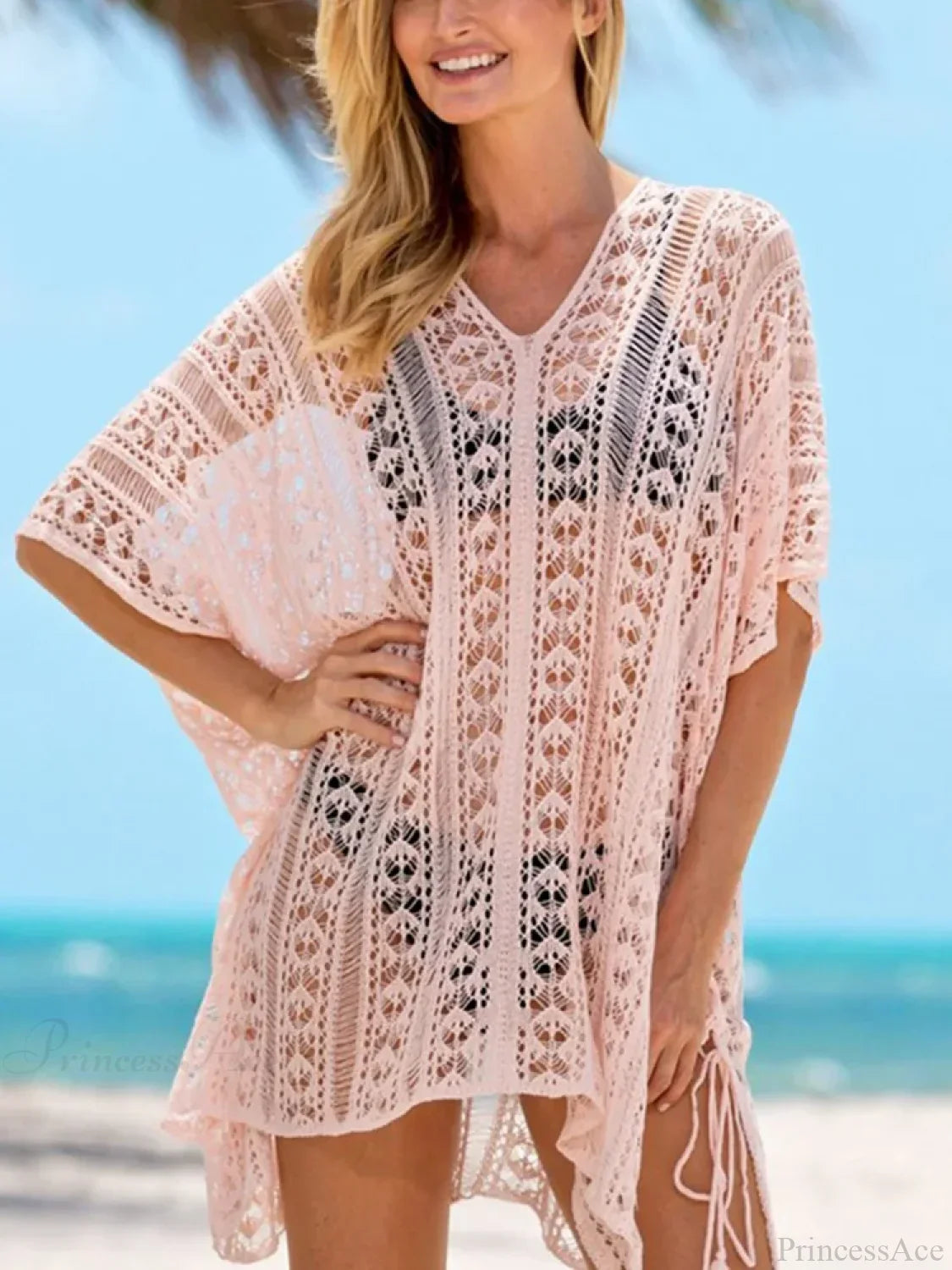 V-Neck Plus Size Slit Cut Bikini Cover Up