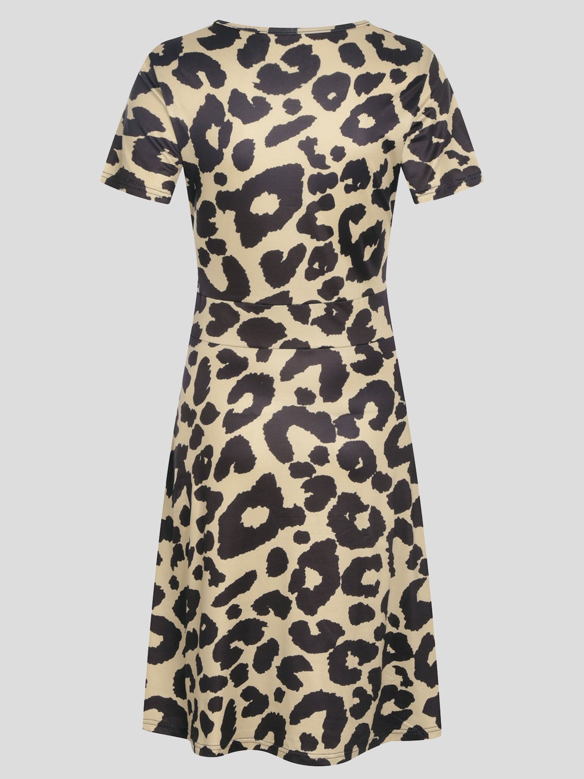 V-Neck Short Puff Sleeve Mandala Print Fit-and-Flare Mini Dress