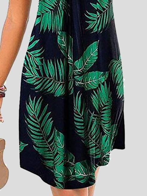 Floral Print Deep V-Neck Sleeveless A-Line Tank Mini Dress