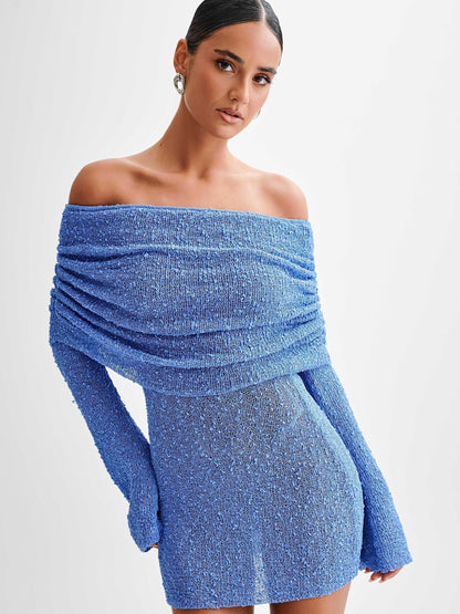 Off Shoulder Knitted Bodycon Dress
