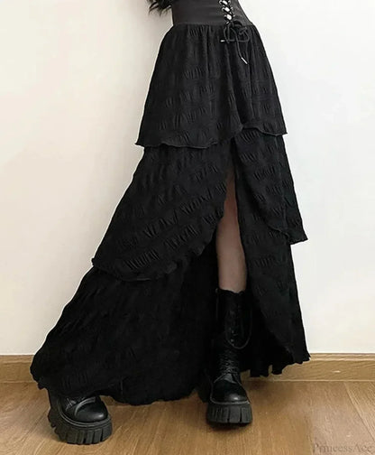 Velvet Lace Patchwork Trumpet Skirt
