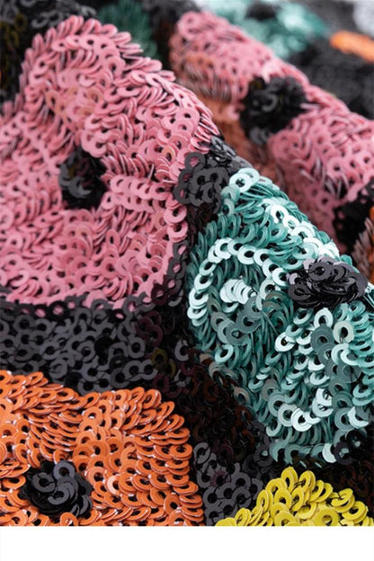 Vera Floral Sequins Mini Skirt