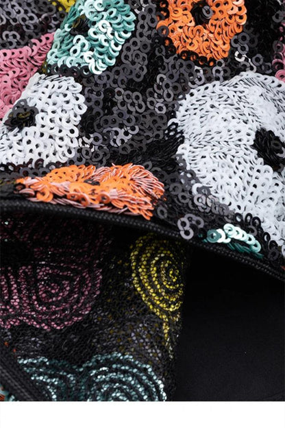 Vera Floral Sequins Mini Skirt