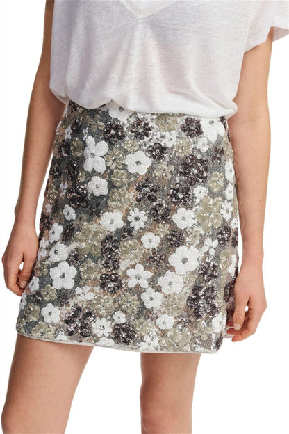 Vera Floral Sequins Mini Skirt