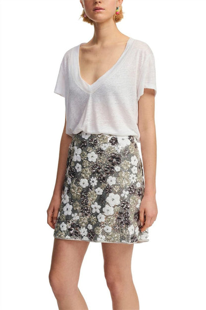 Vera Floral Sequins Mini Skirt