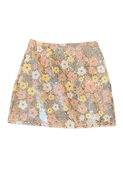 Vera Floral Sequins Mini Skirt